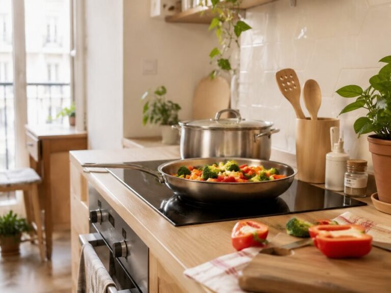 Cozinha funcional com preparo de alimentos